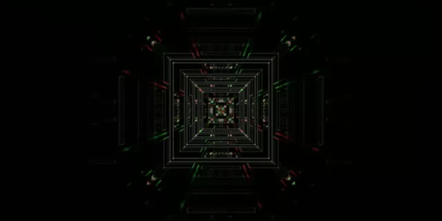 Neon Tunnel Spiraling Square Vortex VJ Loop 60fps 2:1 Screensaver