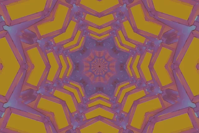 Neonový Tunel Hvězdný Kaleidoskop Fialový Zlatý 3:2 surface 60fps Spořič VJ Loop