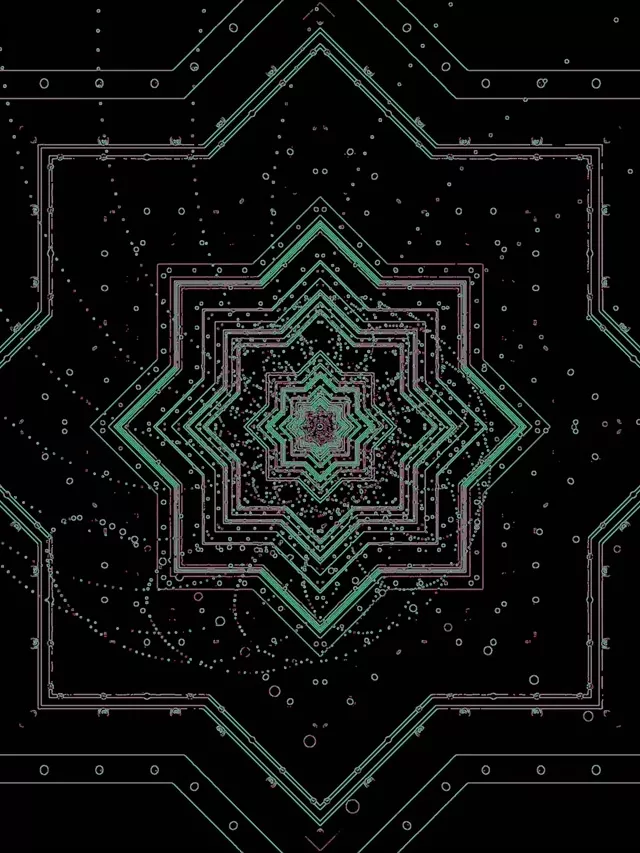 Neon Alagút Csillag Mandala Zöld Képernyővédő PC 3:4 iPad Portrait 60fps VJ Loop