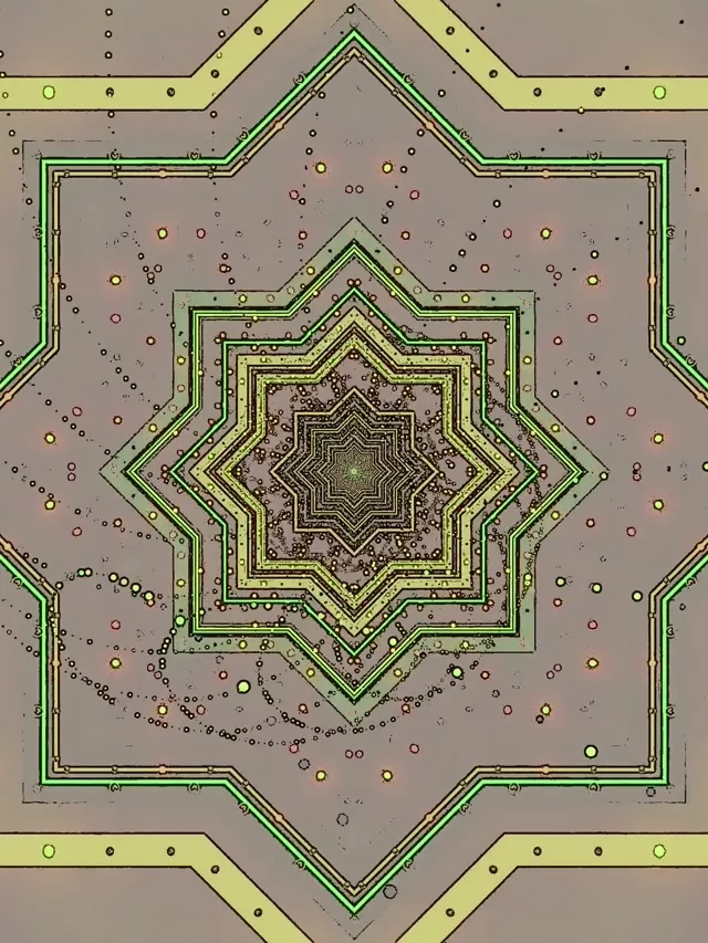 Neon Tunel Hvězda Spořič obrazovky 3:4 iPad Portrét 60fps VJ Loop Zelená Geometrická