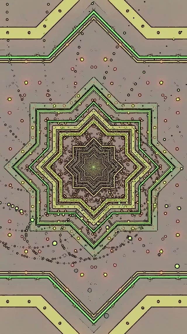 Neon Tunel Hvězda Spořič obrazovky 60fps 9:16 Reels VJ Loop Zelená Zlatá