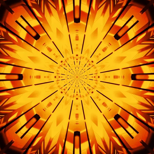 Tunnel ya Neon Sunburst Kaleidoscope VJ Loop 1:1 Square 60fps Hifadhi ya Skrini