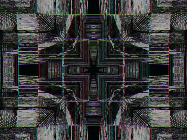 Neon Tunnel Symmetrical Glitch Grid 4:3 Classic 60fps VJ Loop Screensaver