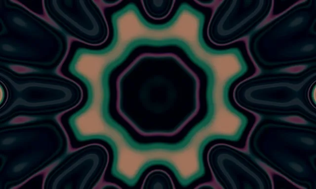 Neon Tonnel Teal Ster Kaleidoskoop VJLoops 5:3 Wide 60fps Skermbeskurmer