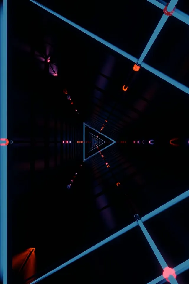 Neon Tunnel Triangle Vortex 2:3 Portrait 60fps VJ Loop Screensaver