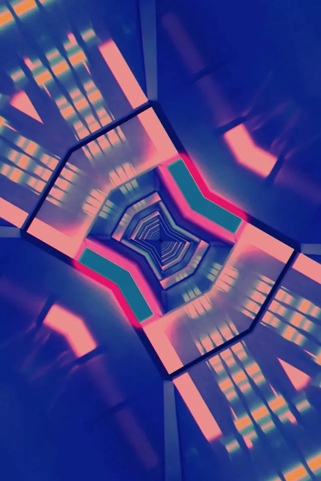Neon Tunnel Octagon Vortex Loop 2:3 Portrait 60fps Screensaver VJ Animation