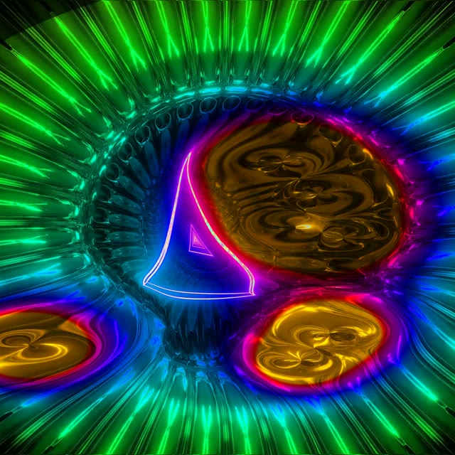 Twnnel Neon VJLoops 1:1 Sgwâr 60fps Sgrinlun Geometrig Aur Glas Gwyrdd