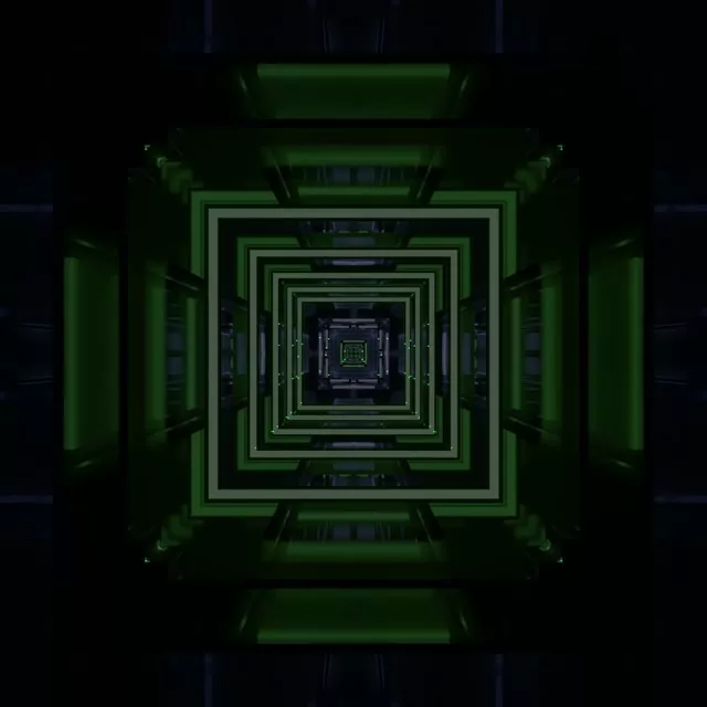Neon Tunnel VJ Loop 1:1 Square 60fps Screensaver Green Recursive Squares