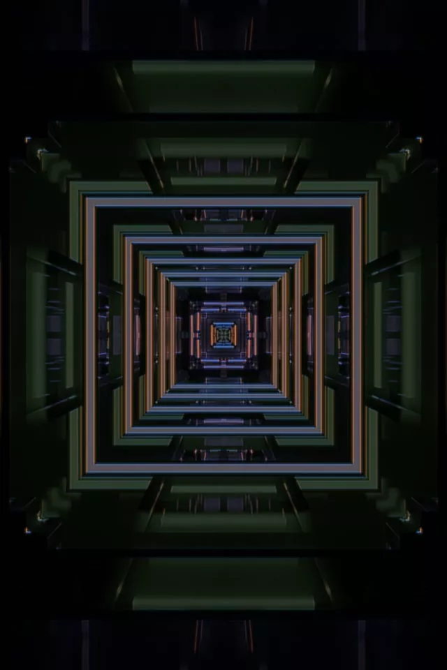 Neon Tunnel VJ Loop 2:3 Portrait 60fps Recursive Square Screensaver