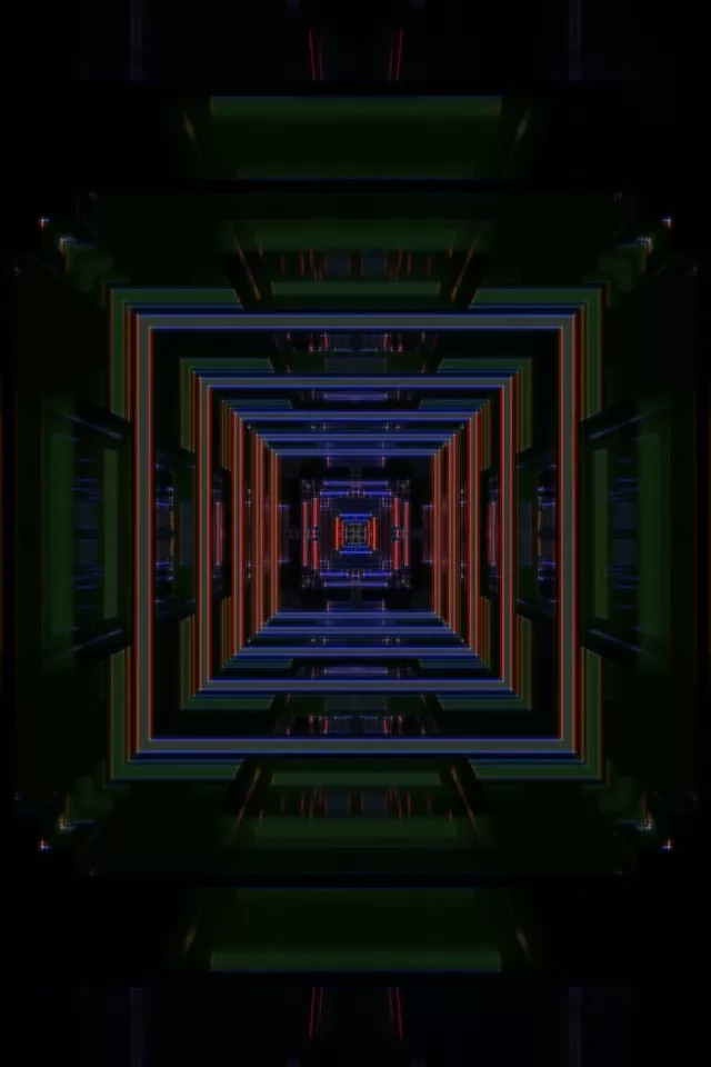 Neon Tunnel VJ Loop 2:3 Portrait 60fps Screensaver Recursive Square Vortex