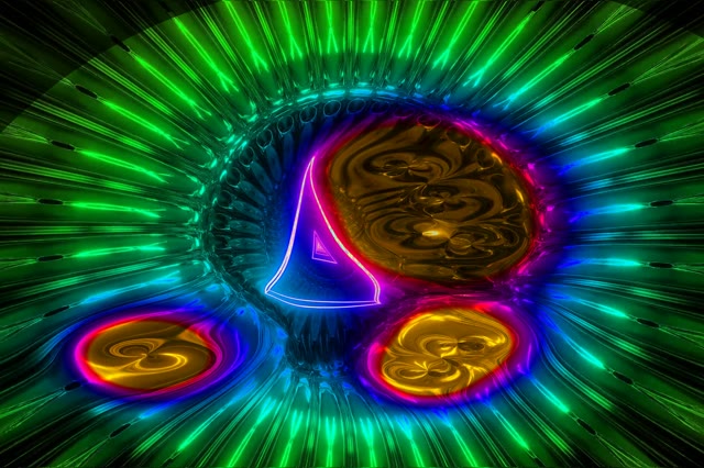 Neon Tunnel VJLoops 3:2 Surface 60fps Screensaver با Glowing Circles و Radiating Green Light