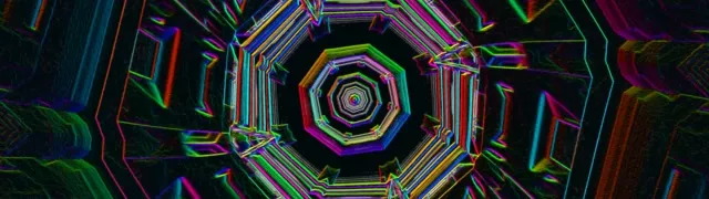 Terowongan Neon VJ Loop 32:9 Ultrawide 60fps Screensaver Vorteks Oktagon