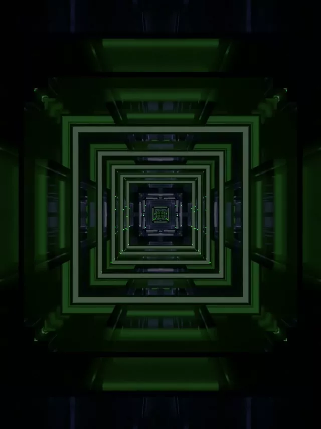 Neon Tunnel VJ Loop 3:4 iPad Portrait 60fps Screensaver Green Square Vortex