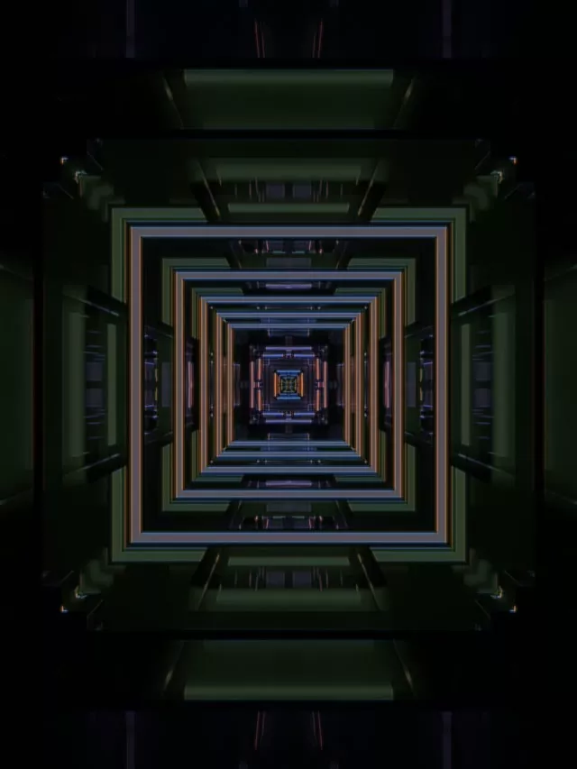 Neon Tunnel VJ Loop 3:4 iPad Portrait 60fps Screensaver Infinite Square Vortex
