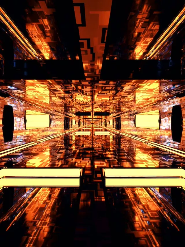 Neon Tunnel VJ Loop 3:4 iPad Portrait 60fps Screensaver Orange Geometric Vortex