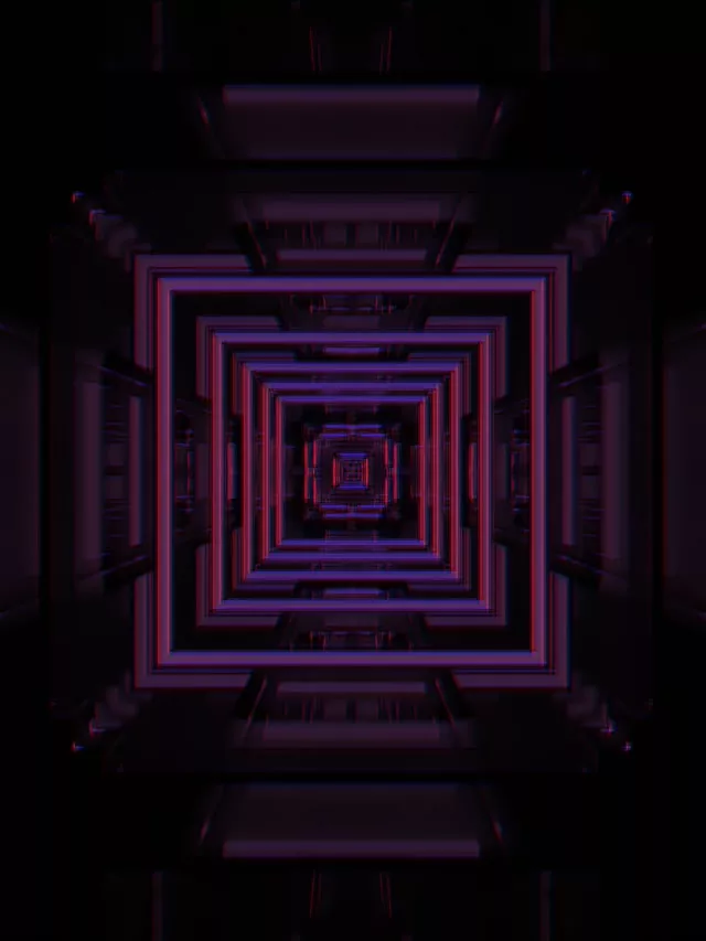 Neon Tunnel VJ Loop 3:4 iPad Portrait 60fps Screensaver Pulsating Square Vortex