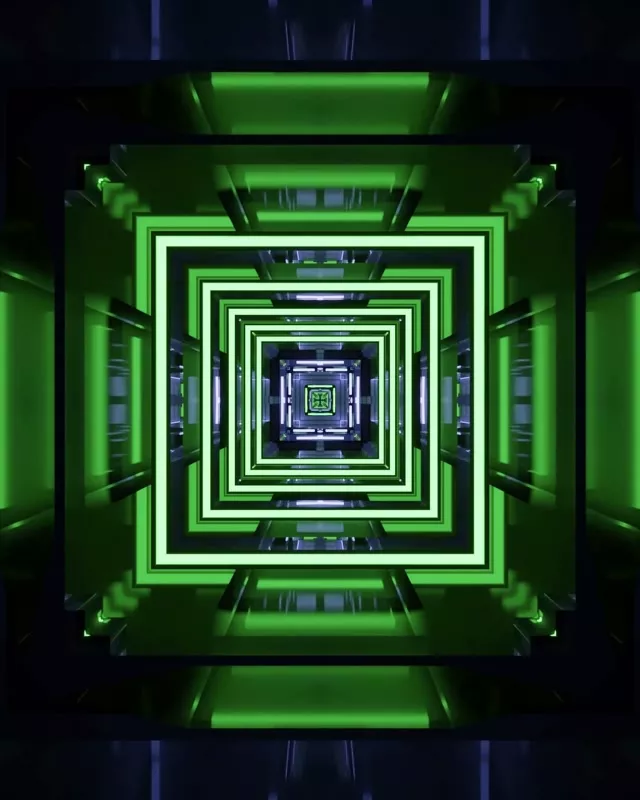 Neon Tunnel VJ Loop 4:5 Instagram 60fps Screensaver Green Square Vortex