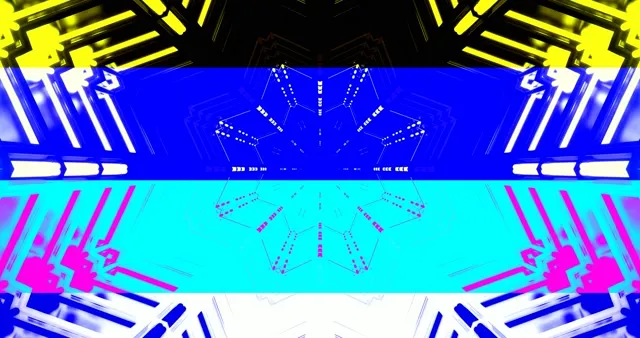 Neon Tunnel VJ Loop 4K 60fps | Cyan Magenta Yellow Geometric Light Show