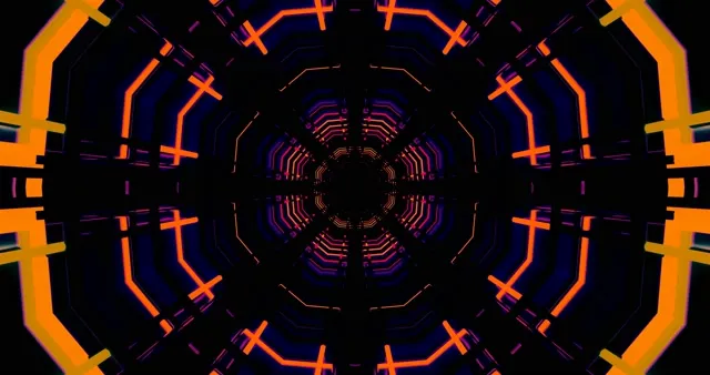 Neon Tunnel VJ Loop | 4K 60fps Red Orange Neon