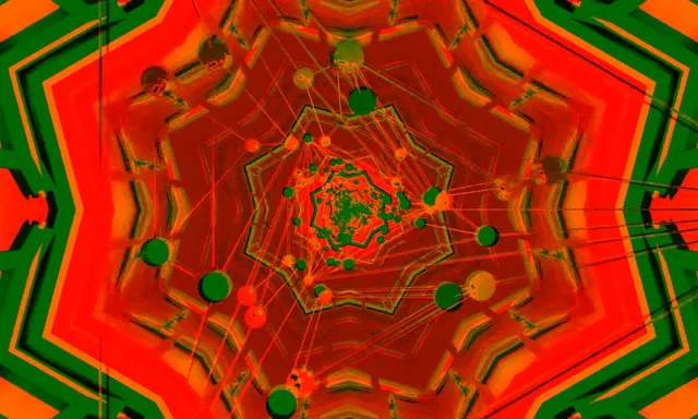 Red Green Neon Tunnel Kaleidoscope 5:3 Wide 60fps VJ Loop Screensaver