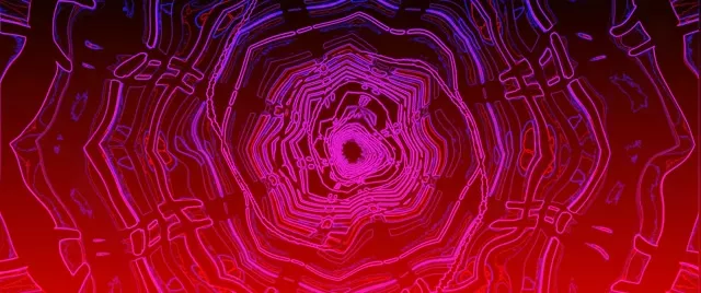 Pulsējošs Magenta Neon Tunnel VJ Loop 60fps 2.39:1 Cinemascope Screensaver