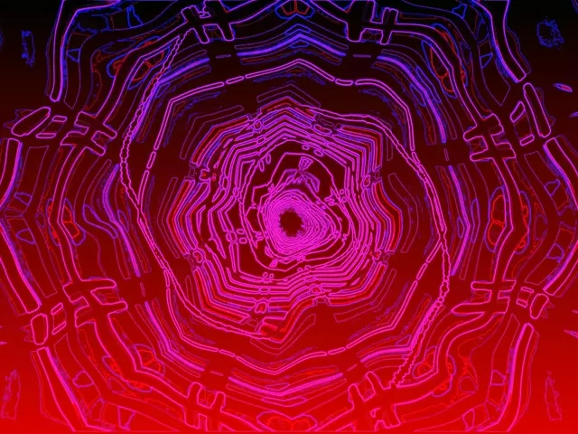 Pulsating Neon Tunnel VJ Loop | 4:3 Classic 60fps Screensaver | Magenta Spiral