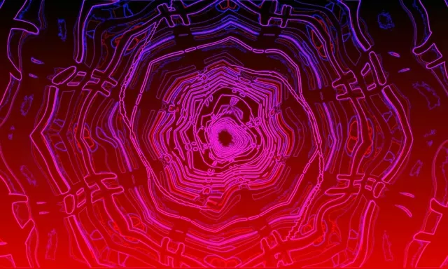 Neon Tunnel Pulsating Octagon Vortex VJ Loop 5:3 Wide 60fps Screensaver