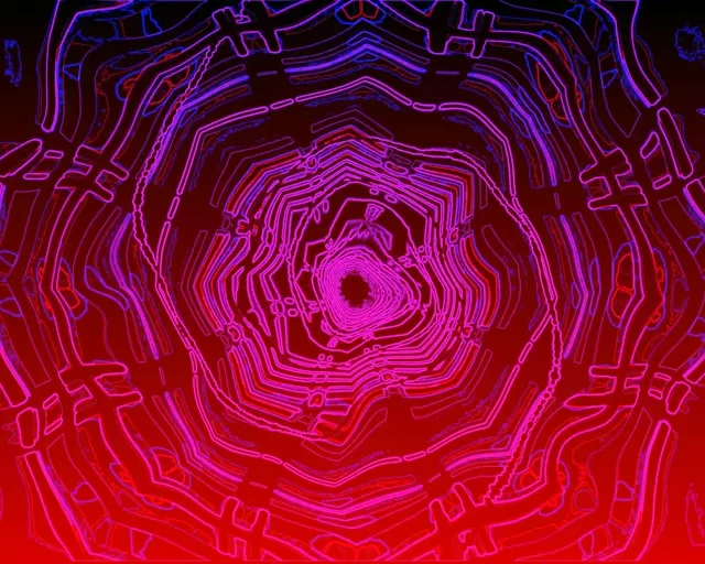 Neon Tunnel Pulsating Hexagon Vortex 5:4 Industrial 60fps VJ Loop Screensaver