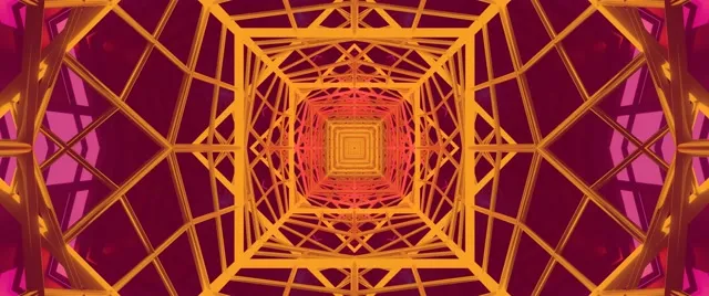 Neon Tunnel Pulsating Square Vortex VJLoop 2.39:1 Cinemascope 60fps Screensaver