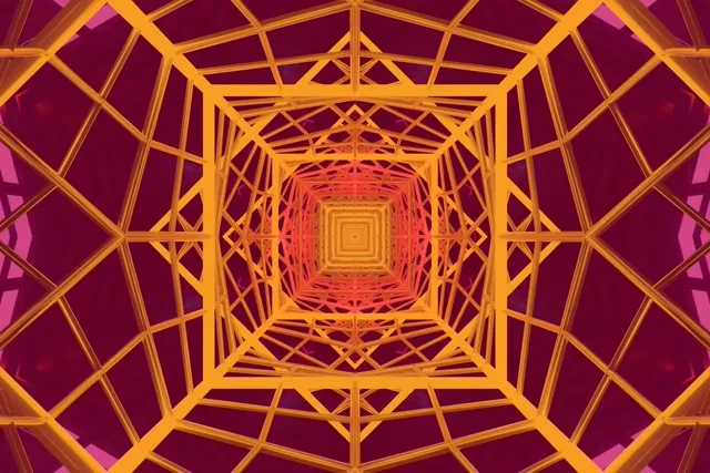 Neon Tunnel Pulsating Square Vortex 3:2 Surface 60fps VJ Loop Screensaver