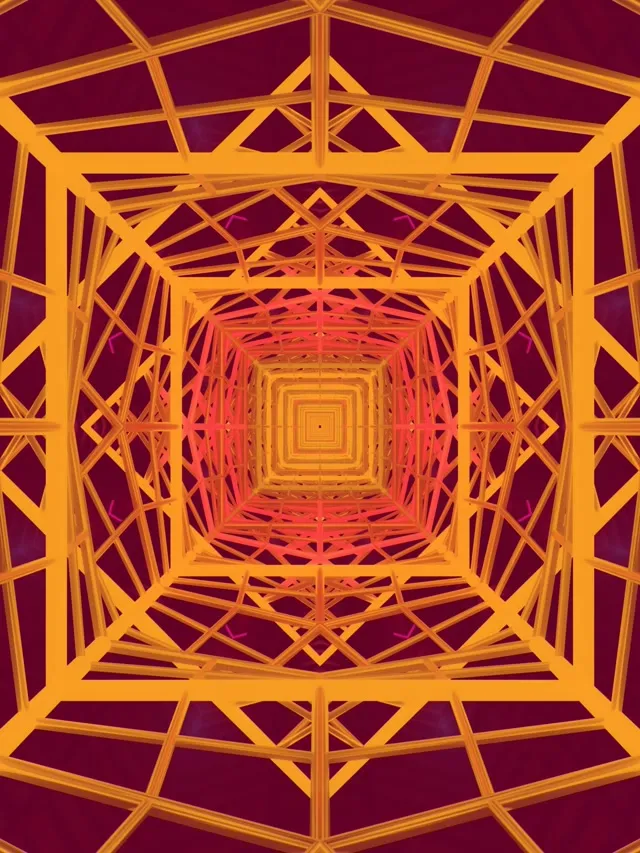 Neon Tunnel Pulsating Square Vortex 3:4 iPad Portrait 60fps VJ Loop Screensaver