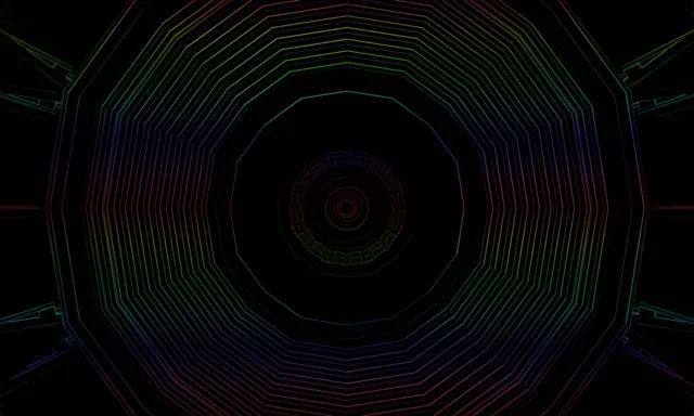 Neon Tunnel Spiraling Octagon Vortex 5:3 Wide 60fps VJ Loop Screensaver