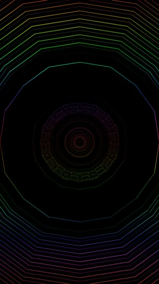 Neon Tunnel Spiraling Octagon Vortex - 9:16 Reels 60fps VJ Loop Screensaver