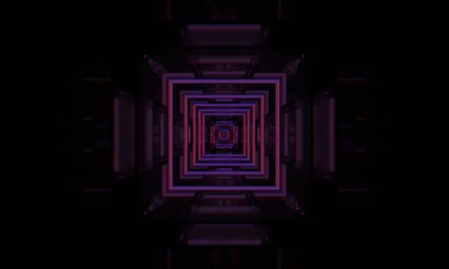 Neon Tunnel VJ Loop 5:3 Wide 60fps Screensaver Pulsating Square Vortex