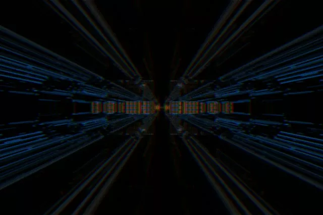 Neon Tunnel VJ Loop 60fps Screensaver Blue Converging Lines 3:2 Surface