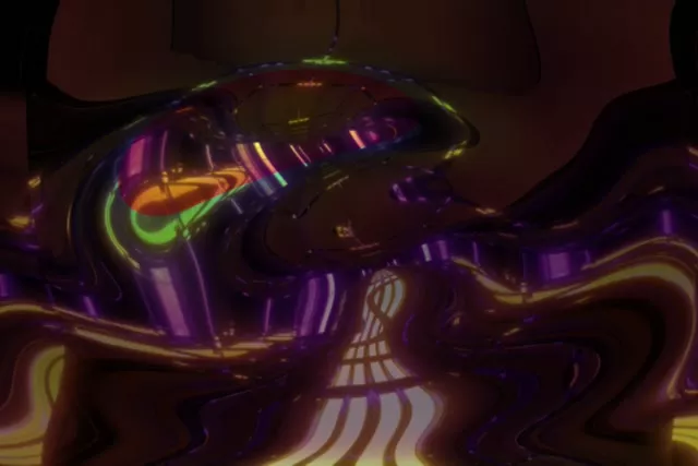 Neon Tunnel VJ Loop 60fps Spiraling Purple Gold Screensaver 3:2