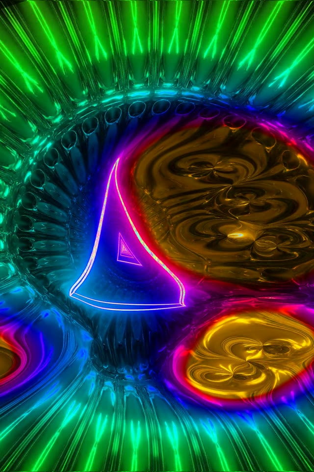 Neon Tunnel VJ Loop 9:16 60fps Screensaver barevná geometrická světelná animace