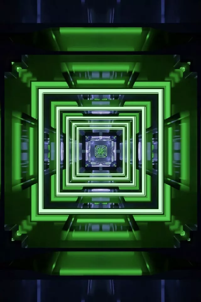Neon Tunnel VJ Loop 9:16 60fps Screensaver Concentric Square Vortex