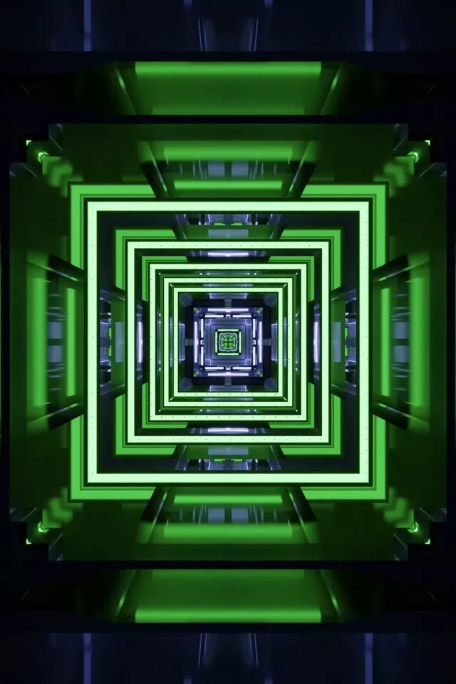 Neon Tunnel VJ Loop 9:16 60fps Screensaver Glowing Square Vortex