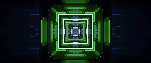 Neon Tunnel VJ Loop: Glowing Square Vortex 60fps Screensaver 2.39:1