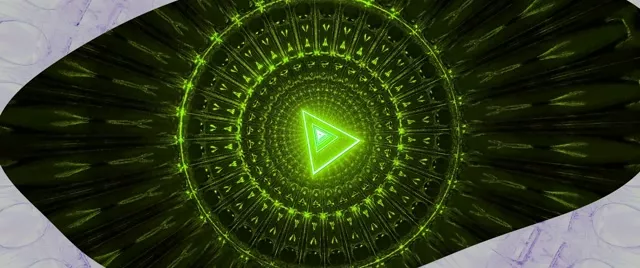 Neon Tunnel Vj Loop - Spiraling Green Triangle 2.39:1 60fps Screensaver