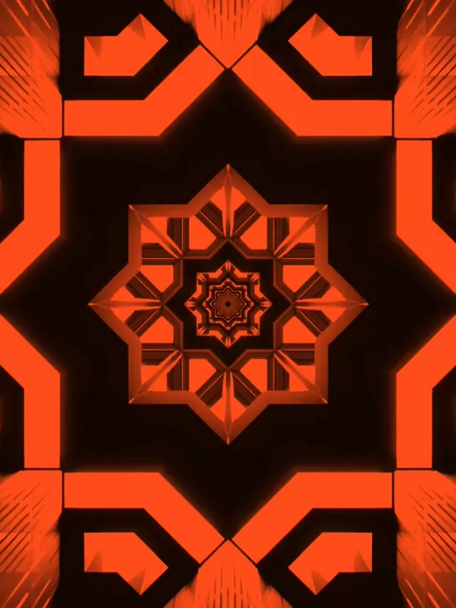 VJ loop Neon Tunel Laranja Fraktal Izarra Mandala 3:4 iPad Portrait 60fps Pantaila-babeslea