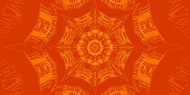 Terowongan Neon Mandala Fractal Oranye VJ Loop 2:1 Univisium 60fps Screensaver