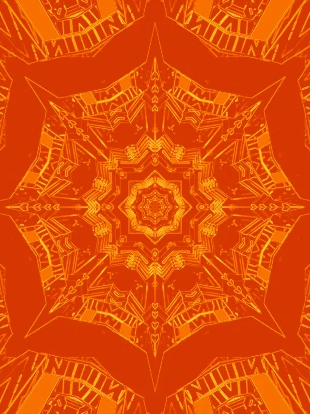 Неон Тунел Портокалова Мандала Ѕвезда VJ Loop 3:4 iPad Портрет 60fps Заштедувач на екран