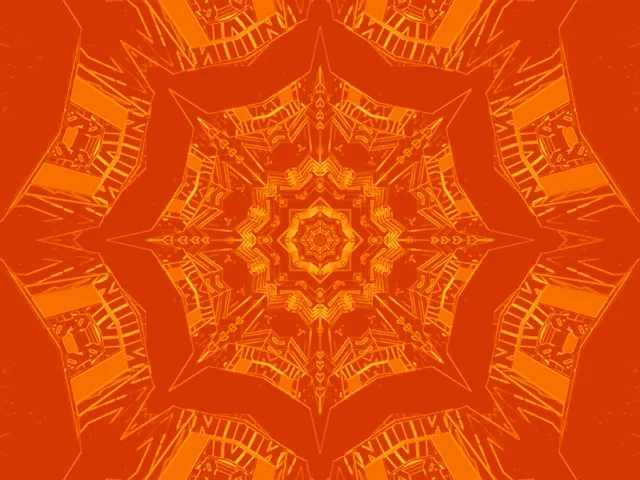 VJ Loop نفق نيون كاليدوسكوب فراكتال برتقالي ناري 4:3 كلاسيكي 60fps شاشة توقف