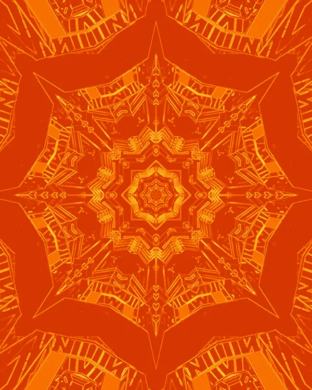 Neon Tunneli Oranssi Mandala Tähti Vj Loop 4:5 Instagram 60fps Näytönsäästäjä