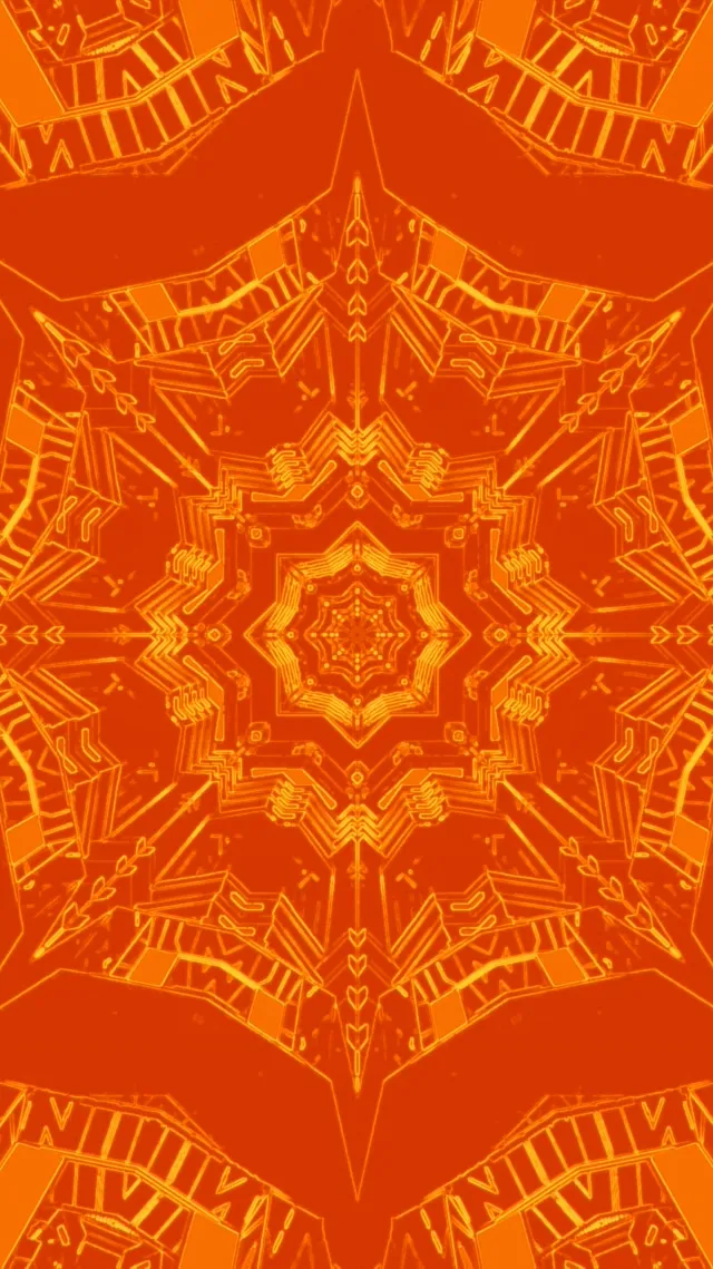 Tunnel Néon Kaléidoscope Étoile Orange VjLoops 9:16 Reels 60fps Économiseur d'écran