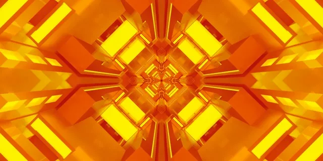 Неонов тунел оранжево злато диамант калейдоскоп VJ Loop 2:1 Univisium 60fps скрийнсейвър