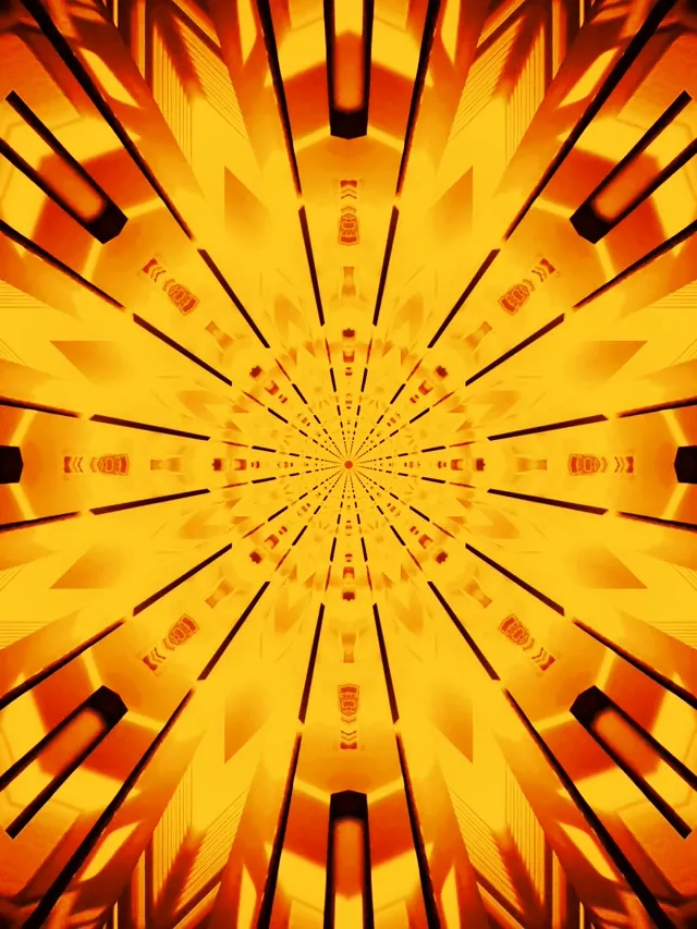 نفق النيون انفجار شعاعي ذهبي VJLoops 3:4 آيباد عمودي 60fps شاشة التوقف