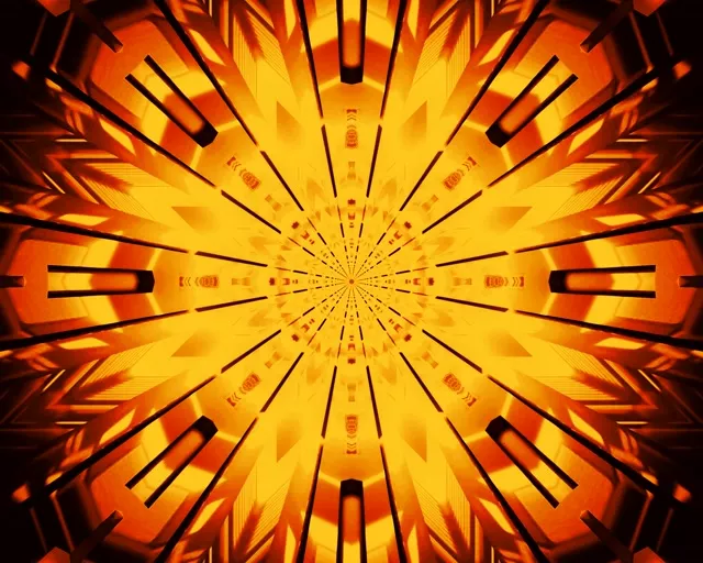 Neontunneli Kultainen Säteittäinen Räjähdys VJ Loop 5:4 Industrial 60fps Näytönsäästäjä